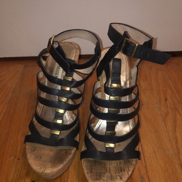 Steve Madden Gladiator Gild Accent Cork Wedges - Picture 2 of 7